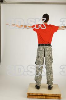 Whole body red shirt army jeans brown shoes modeling t…
